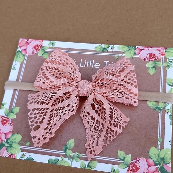 2 for $10 Peach Baby Bow Headband - Picture 2 of 3